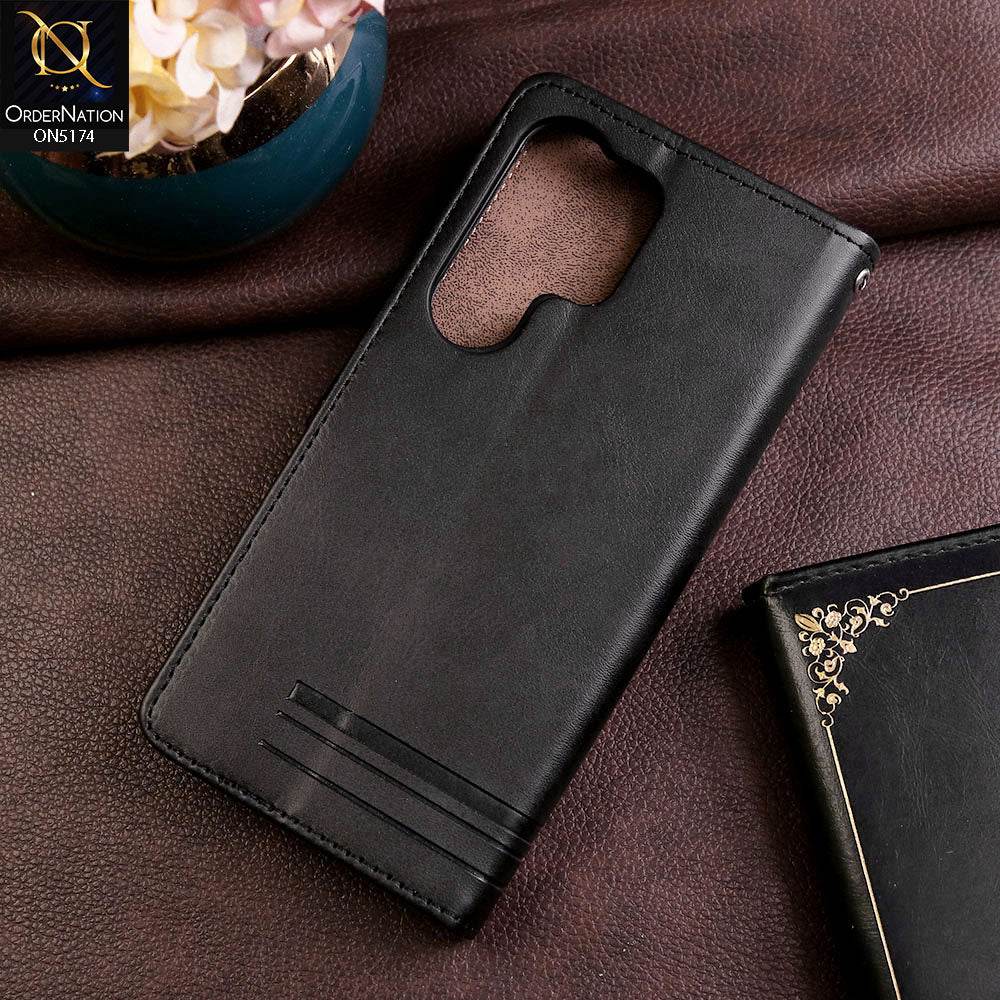 Samsung Galaxy S24 Ultra Cover - Black - Premium Magnetic Leather Wallet Flip book Card Slots Soft Case - Futurestore.pk