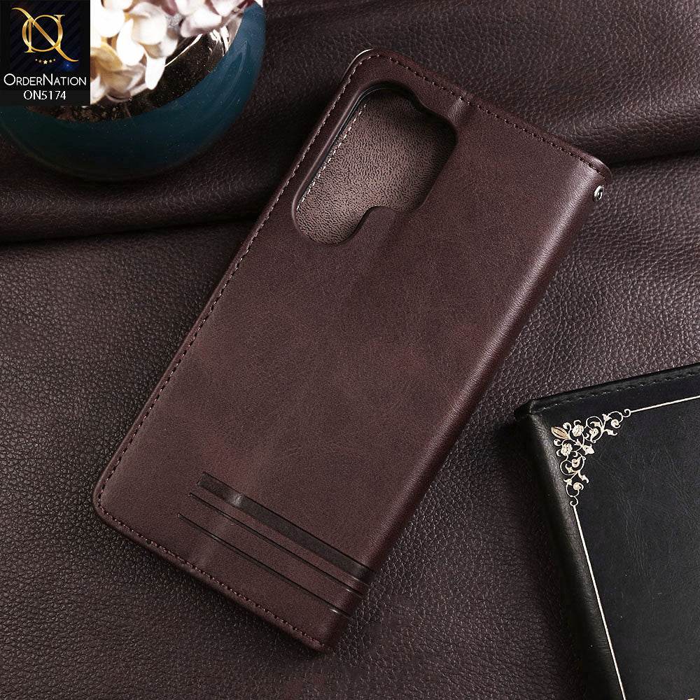Samsung Galaxy S24 Ultra Cover - Dark Brown - Premium Magnetic Leather Wallet Flip book Card Slots Soft Case - Futurestore.pk
