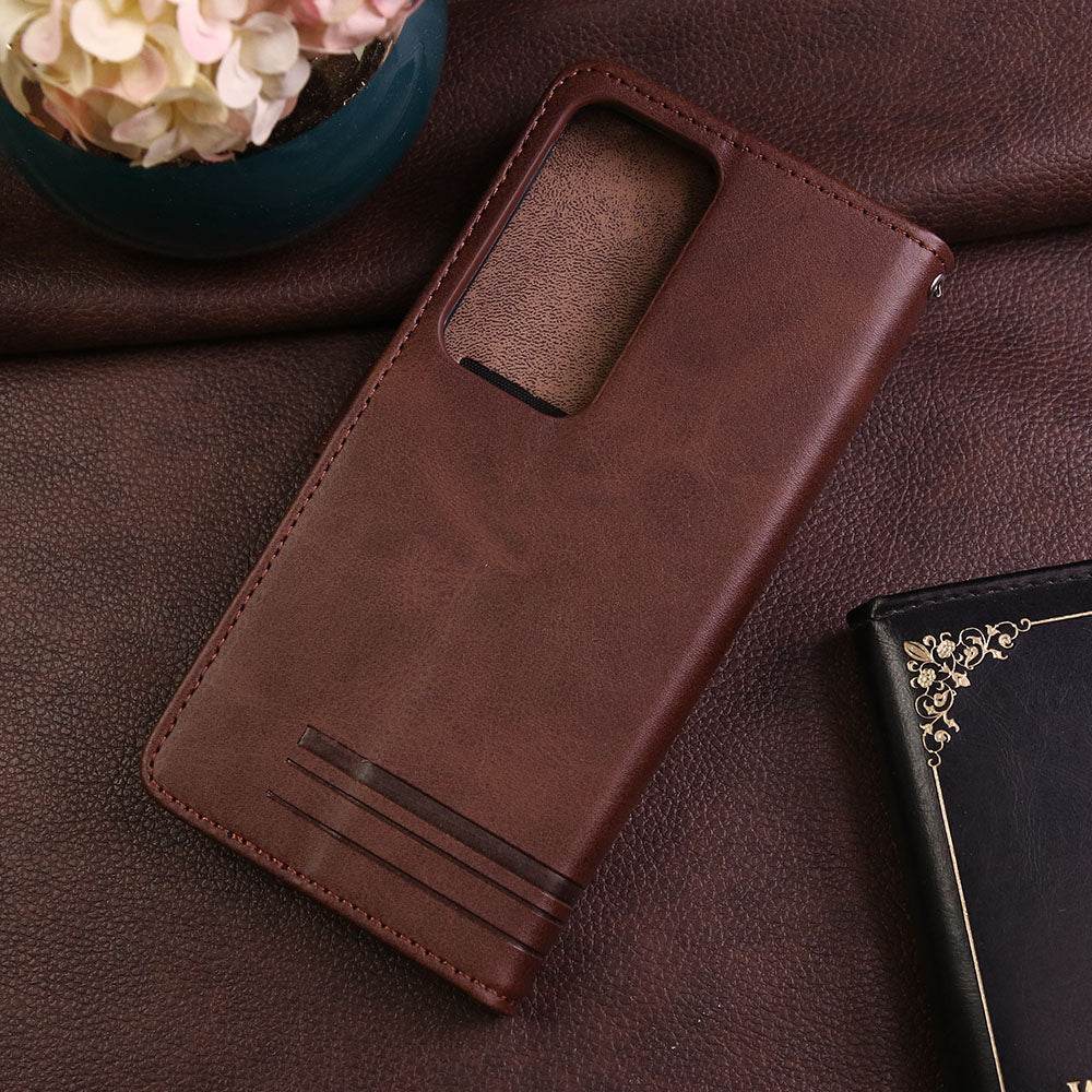 Vivo V30 Cover - Dark Brown - Premium Magnetic Leather Wallet Flip book Card Slots Soft Case - Futurestore.pk