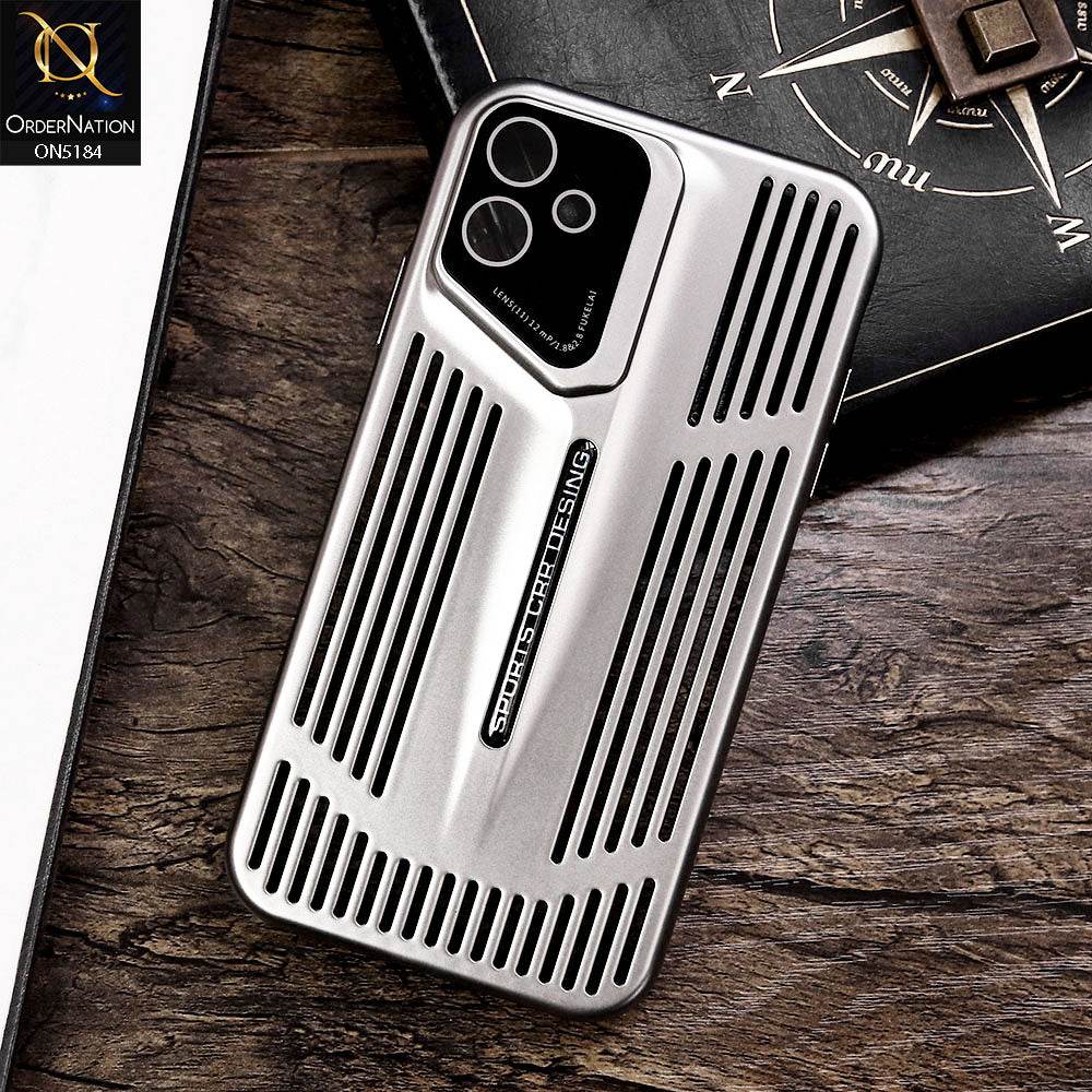iPhone 11 Cover - Titanium - Premium Sports Car Design Breathable Mesh Grill Design PC Shell Case - Futurestore.pk