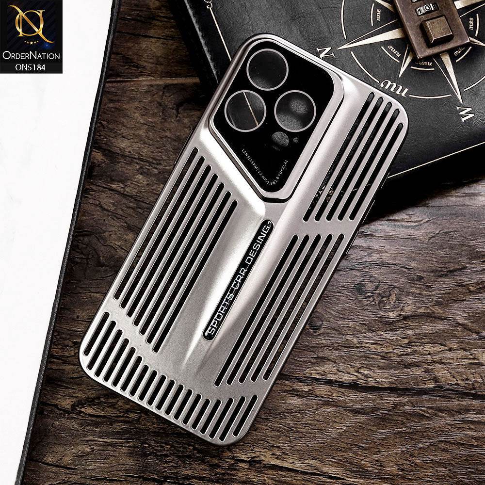 iPhone 16 Pro Max Cover - Titanium - Premium Sports Car Design Breathable Mesh Grill Design PC Shell Case - Futurestore.pk