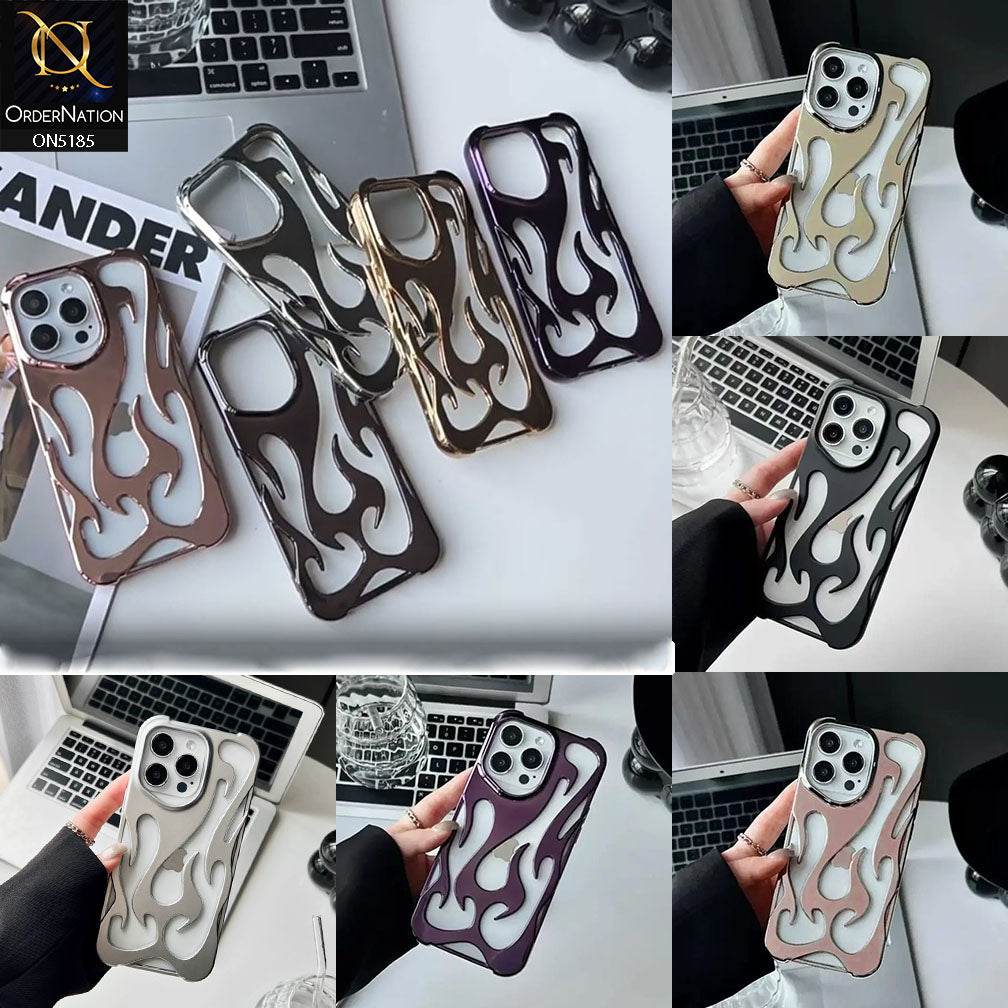 iPhone 13 Cover - Black - New Shiny Electroplating Flame Series Soft Case - Futurestore.pk