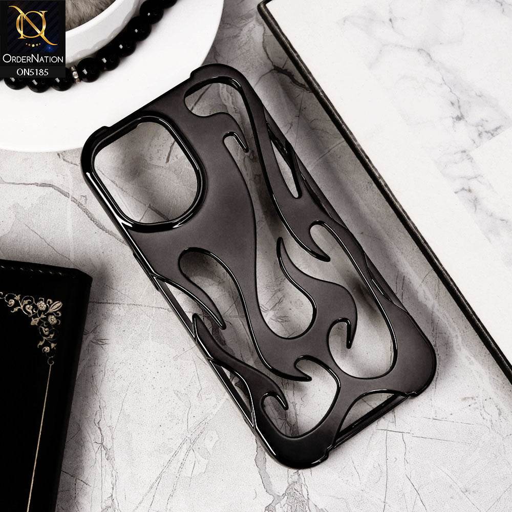 iPhone 13 Cover - Black - New Shiny Electroplating Flame Series Soft Case - Futurestore.pk
