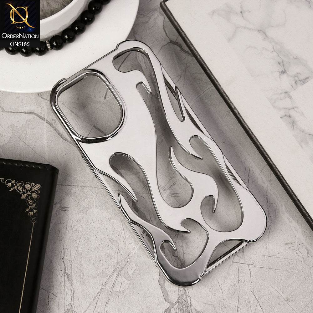 iPhone 13 Cover - Silver - New Shiny Electroplating Flame Series Soft Case - Futurestore.pk