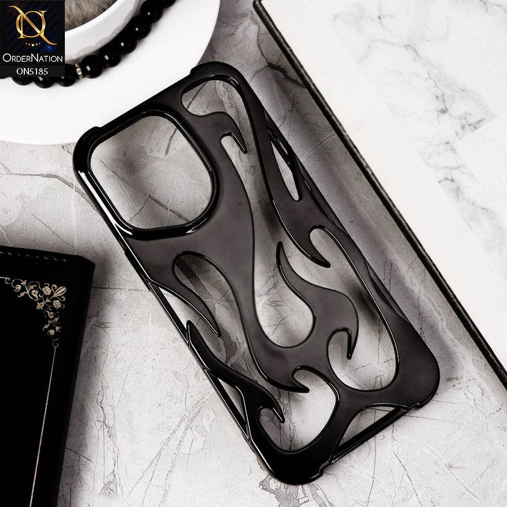 iPhone 16 Pro Max Cover - Black - New Shiny Electroplating Flame Series Soft Case - Futurestore.pk
