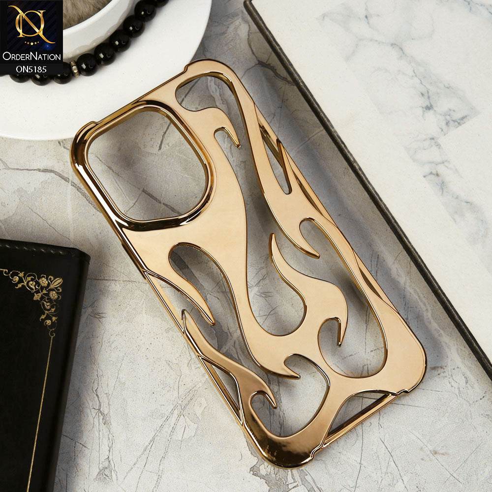 iPhone 16 Pro Max Cover - Golden - New Shiny Electroplating Flame Series Soft Case - Futurestore.pk
