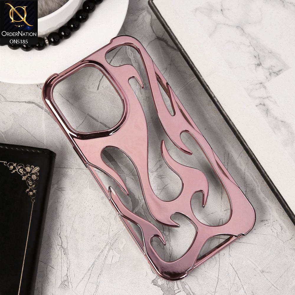 iPhone 16 Pro Max Cover - Rose Gold - New Shiny Electroplating Flame Series Soft Case - Futurestore.pk