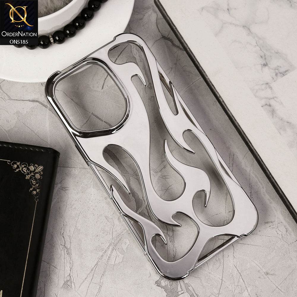 iPhone 16 Pro Max Cover - Silver - New Shiny Electroplating Flame Series Soft Case - Futurestore.pk