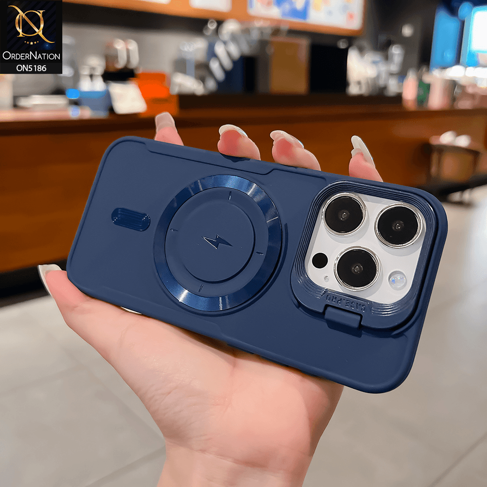 iPhone 16 Pro Max Cover - Blue - New Original MagSafe Magnetic Camera Kickstand Case - Futurestore.pk