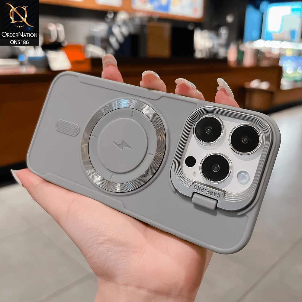 iPhone 16 Pro Max Cover - Gray - New Original MagSafe Magnetic Camera Kickstand Case - Futurestore.pk