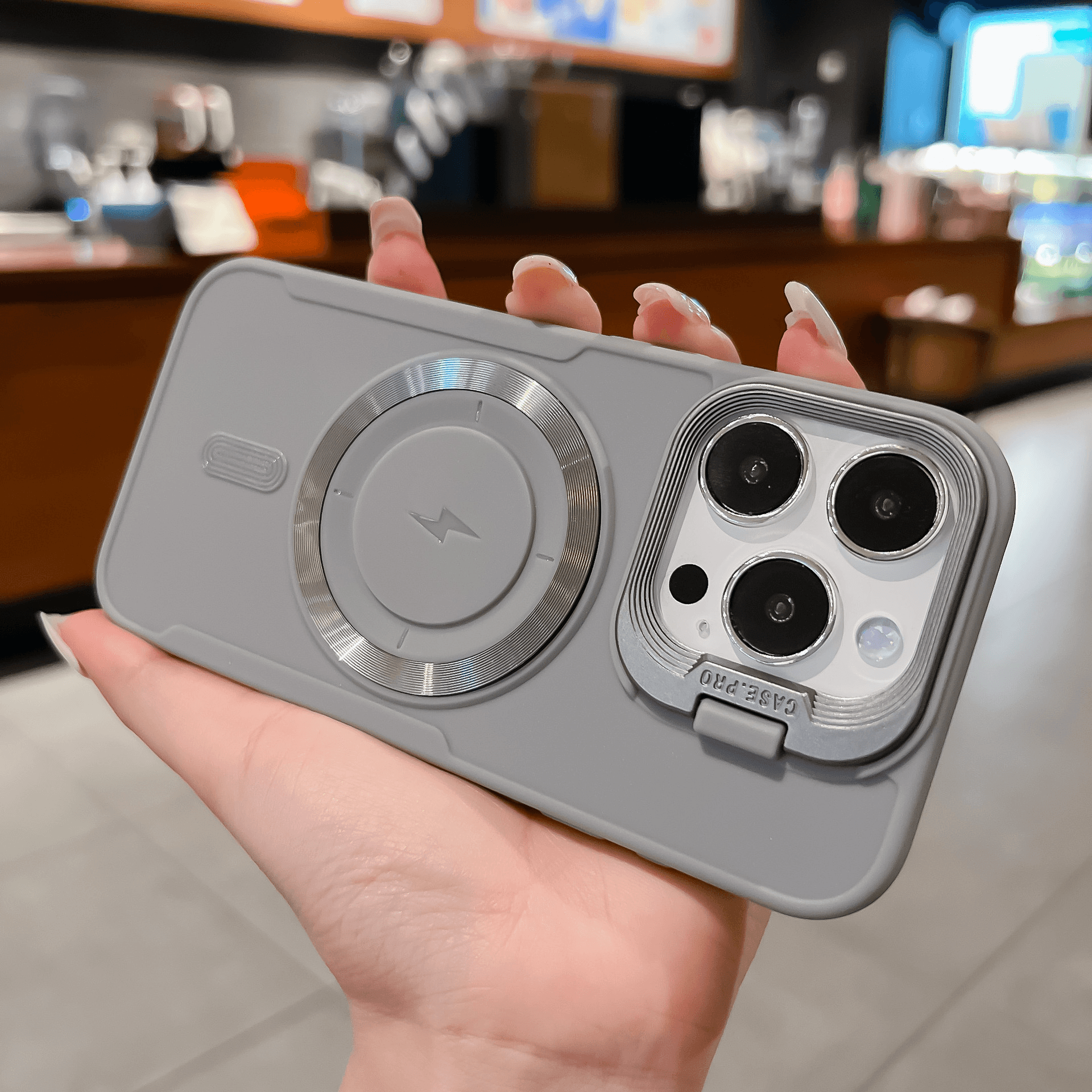 iPhone 11 Cover - Gray - New Original MagSafe Magnetic Camera Kickstand Case - Futurestore.pk