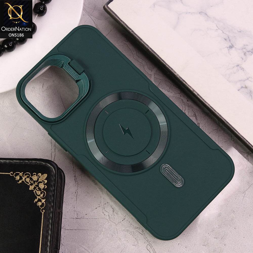 iPhone 11 Cover - Dark Green - New Original MagSafe Magnetic Camera Kickstand Case - Futurestore.pk