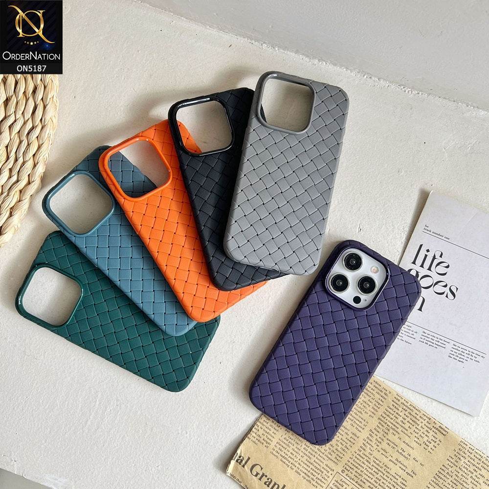 iPhone 16 Pro Max Cover - Blue - New Woven Design Leather Feel Soft TPU Case - Futurestore.pk