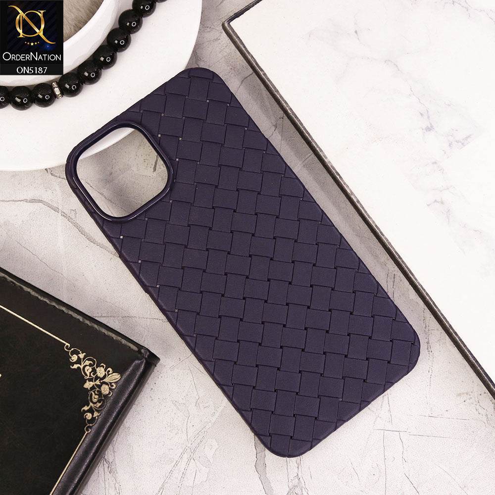 iPhone 13 Cover - Deep Purple - New Woven Design Leather Feel Soft TPU Case - Futurestore.pk