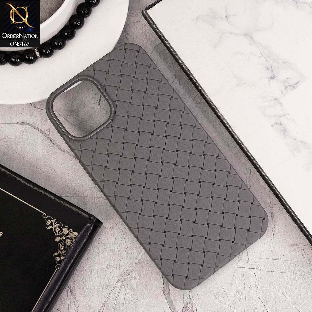 iPhone 13 Cover - Gray - New Woven Design Leather Feel Soft TPU Case - Futurestore.pk