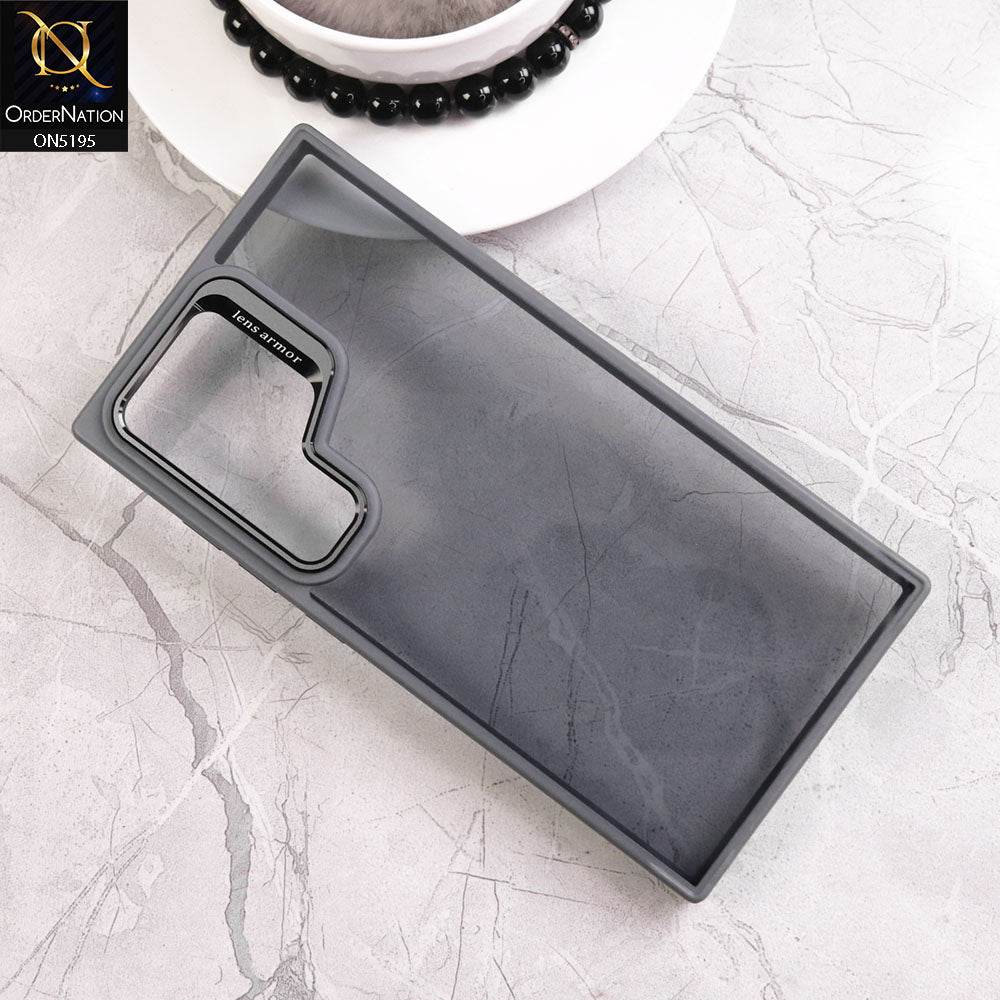 Samsung Galaxy S24 Ultra Cover - Gray - Trendy Colour Transparent Back Soft Borders Metalic Camera Lens Protector Case - Futurestore.pk