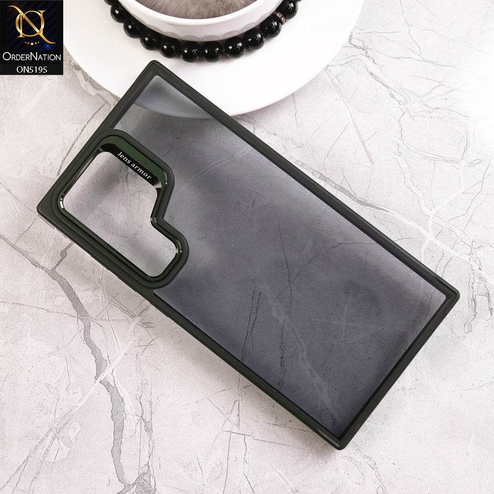 Samsung Galaxy S24 Ultra Cover - Green - Trendy Colour Transparent Back Soft Borders Metalic Camera Lens Protector Case - Futurestore.pk