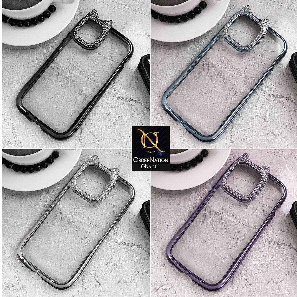 iPhone 16 Pro Max Cover - Black - Luxury Cartoon Shiny Rhinestones Camera Border Soft Case - Futurestore.pk