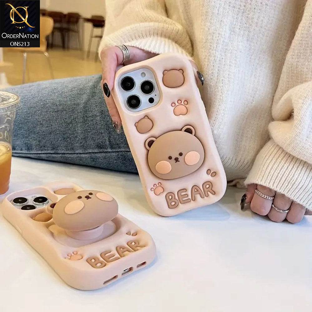 iPhone 13 Cover - Skin - Cute 3D Kawaii Cartoon Hidden Pop Holder Stand Soft Silicone Case - Futurestore.pk