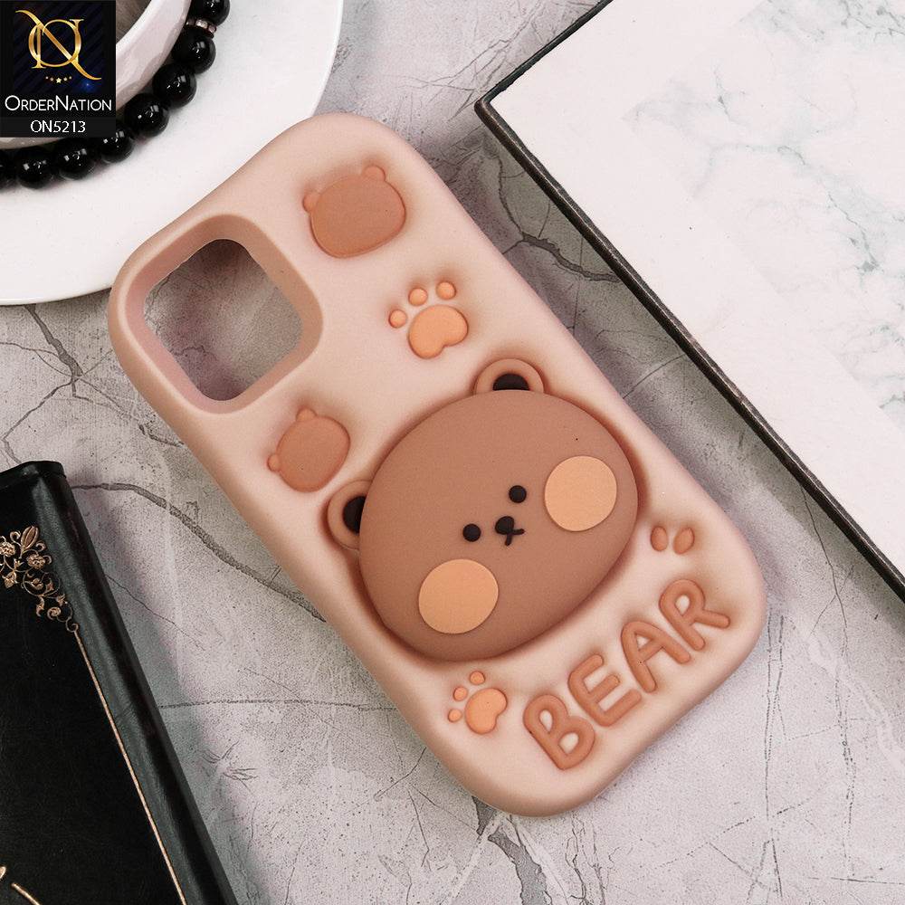 iPhone 13 Cover - Skin - Cute 3D Kawaii Cartoon Hidden Pop Holder Stand Soft Silicone Case - Futurestore.pk