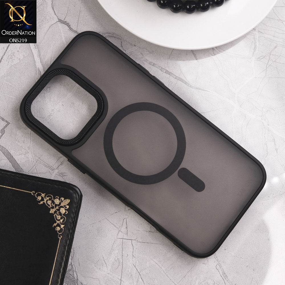 iPhone 16 Pro Max Cover - Black - New Matte Colored Translucent Seem Less Magsafe Wireless Charger Soft Borders Case - Futurestore.pk
