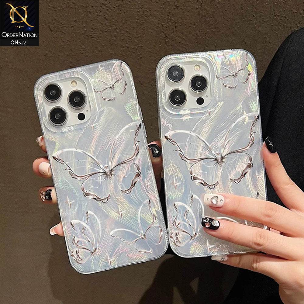 iPhone 13 Cover - Silver - Luxury Silver-Plated Feather Butterfly Dreams Soft Case - Futurestore.pk