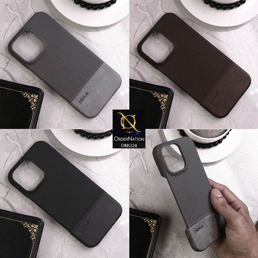 iPhone 16 Pro Max Cover - Gray - Luxury Piblue Dual Canvas Leather Style PC Shell Protective Case - Futurestore.pk