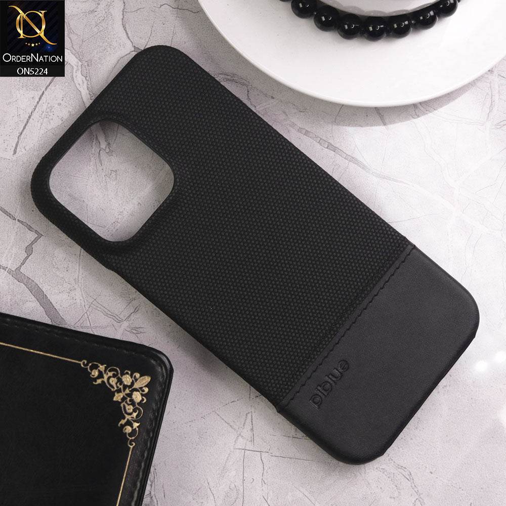 iPhone 16 Pro Max Cover - Black - Luxury Piblue Dual Canvas Leather Style PC Shell Protective Case - Futurestore.pk