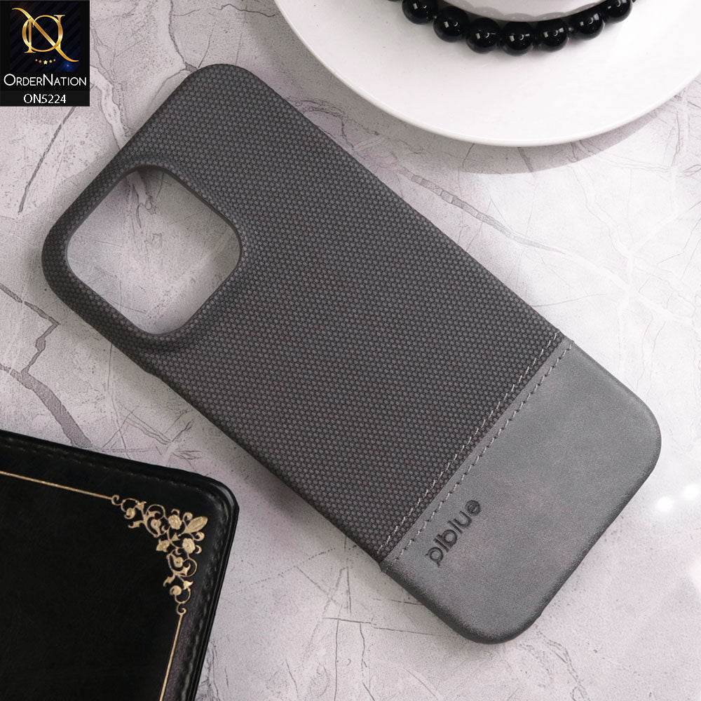 iPhone 16 Pro Max Cover - Gray - Luxury Piblue Dual Canvas Leather Style PC Shell Protective Case - Futurestore.pk
