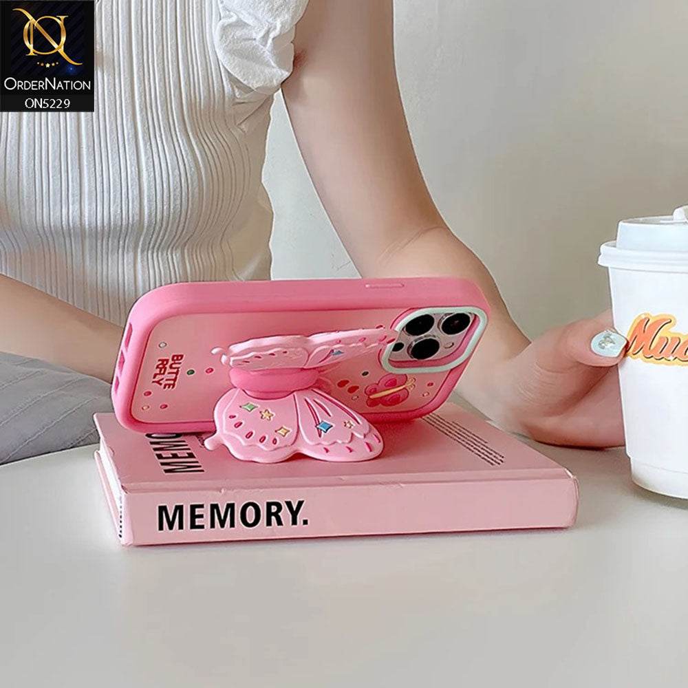 iPhone 13 Cover - Design3 - Cute 3D Butterfly Bracket Kickstand Beautiful Soft Case - Futurestore.pk