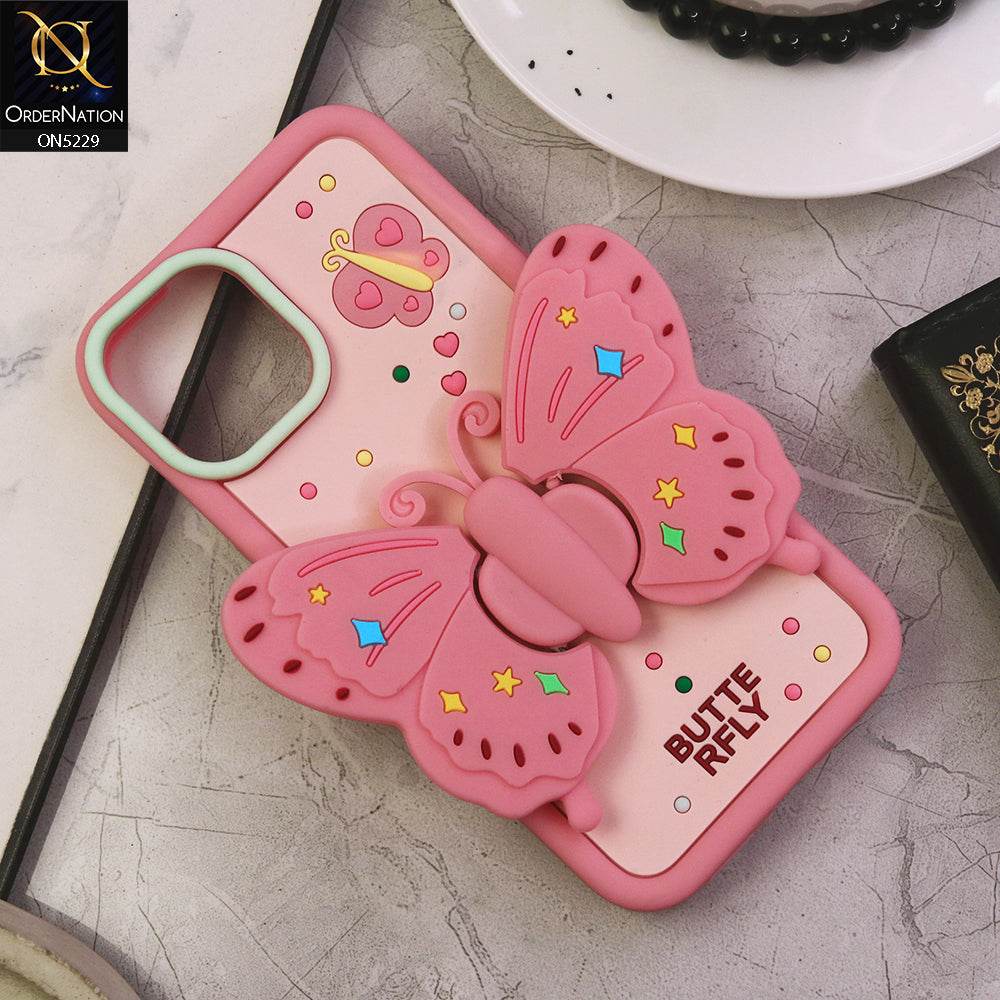 iPhone 13 Cover - Design3 - Cute 3D Butterfly Bracket Kickstand Beautiful Soft Case - Futurestore.pk