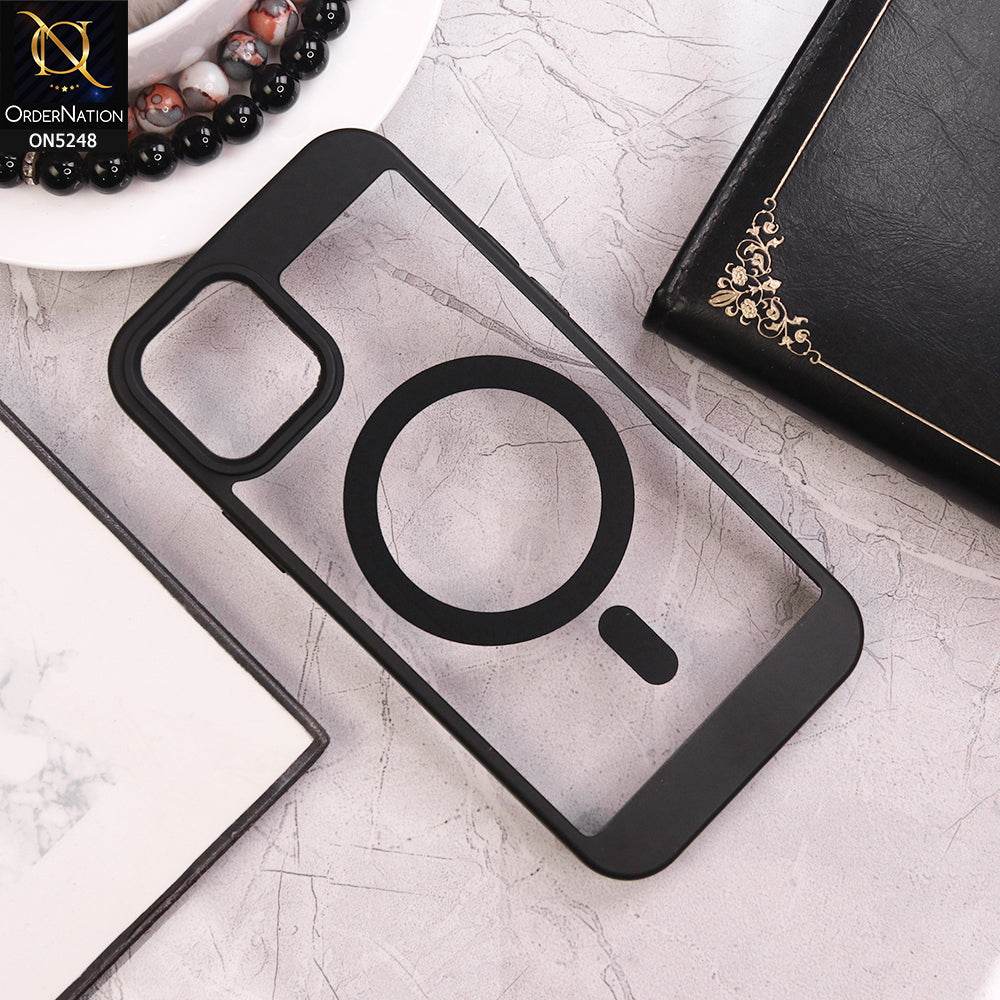 iPhone 13 Cover - Black - New Clear Transparent Back Magsafe Candy Color Soft Borders Case - Futurestore.pk