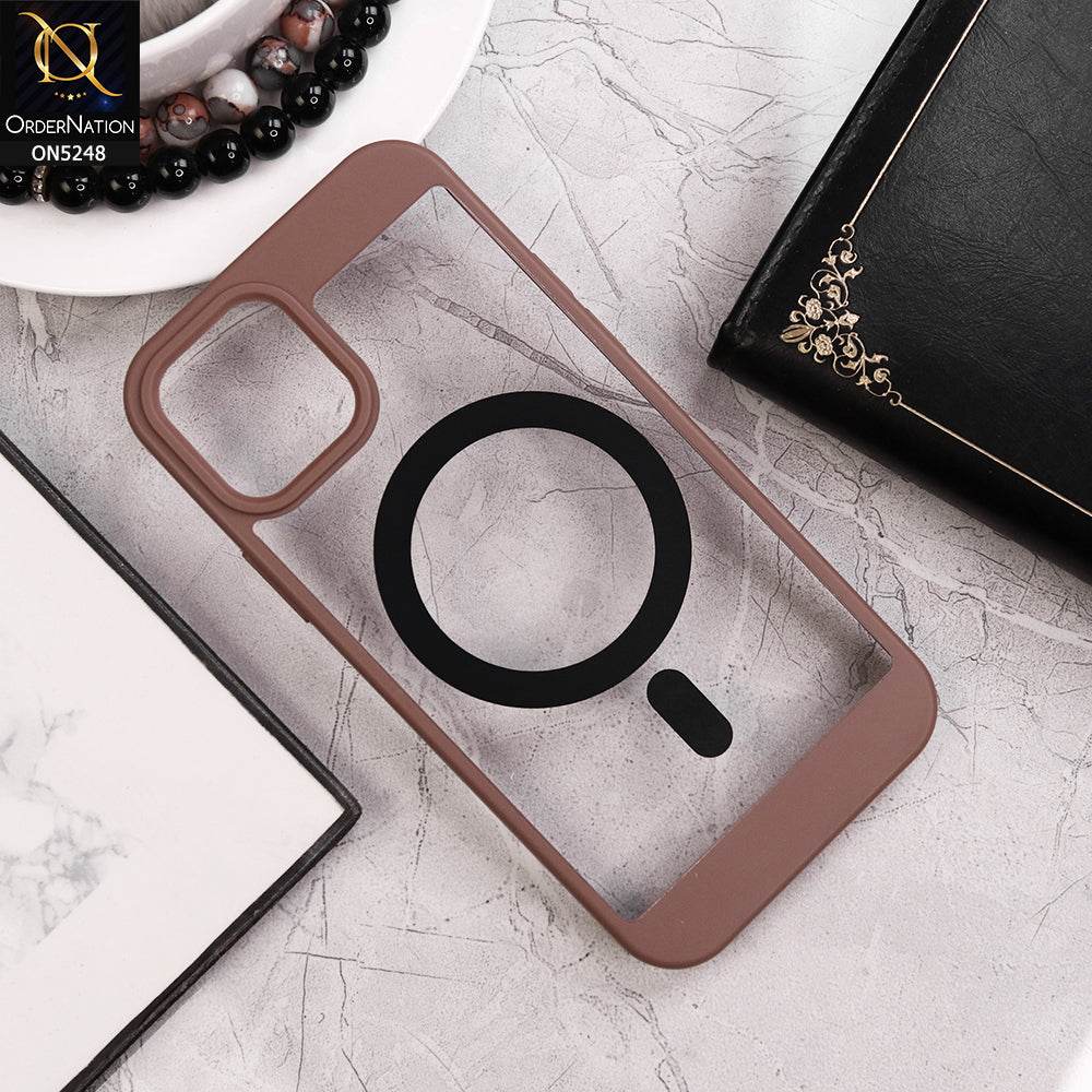 IPhone 11 Pro Max Cover - Brown - New Clear Transparent Back Magsafe Candy Color Soft Borders Case - Futurestore.pk