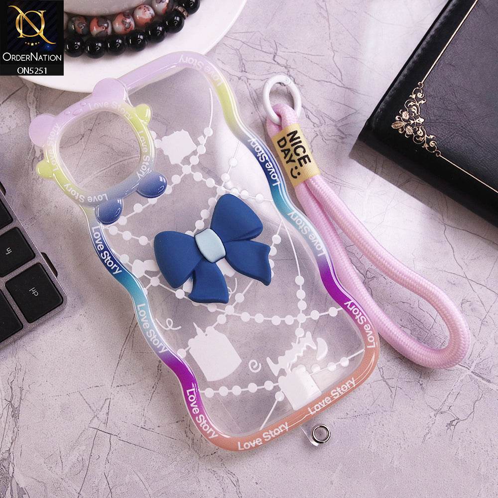 iPhone 11 Cover - Blue - New Love Story Cute 3D Bow Knot Soft Silicone Protective Case - Futurestore.pk