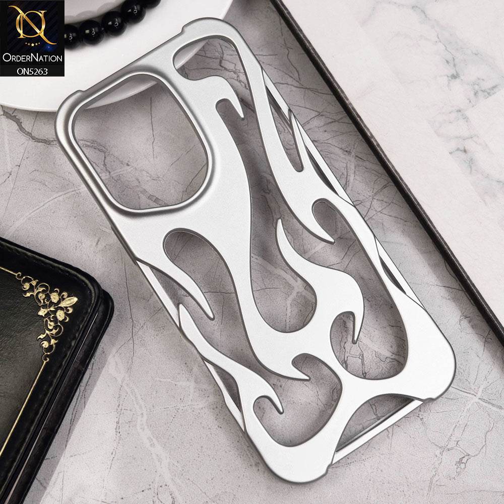 iPhone 16 Pro Max Cover - Silver - Matte Color 3D Flame Series Flexible Soft Case