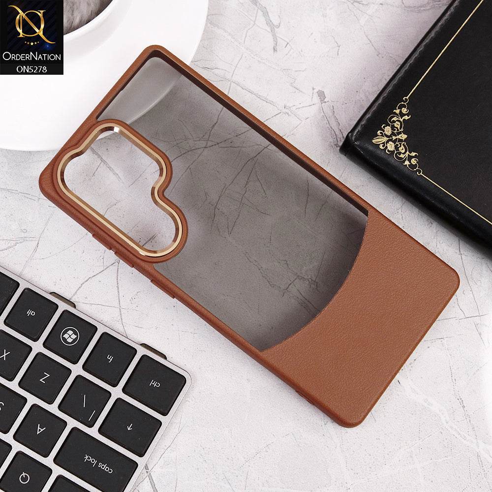 Samsung Galaxy S25 Ultra Cover - Brown - New Matte Dual Tone Shell Soft Border Case