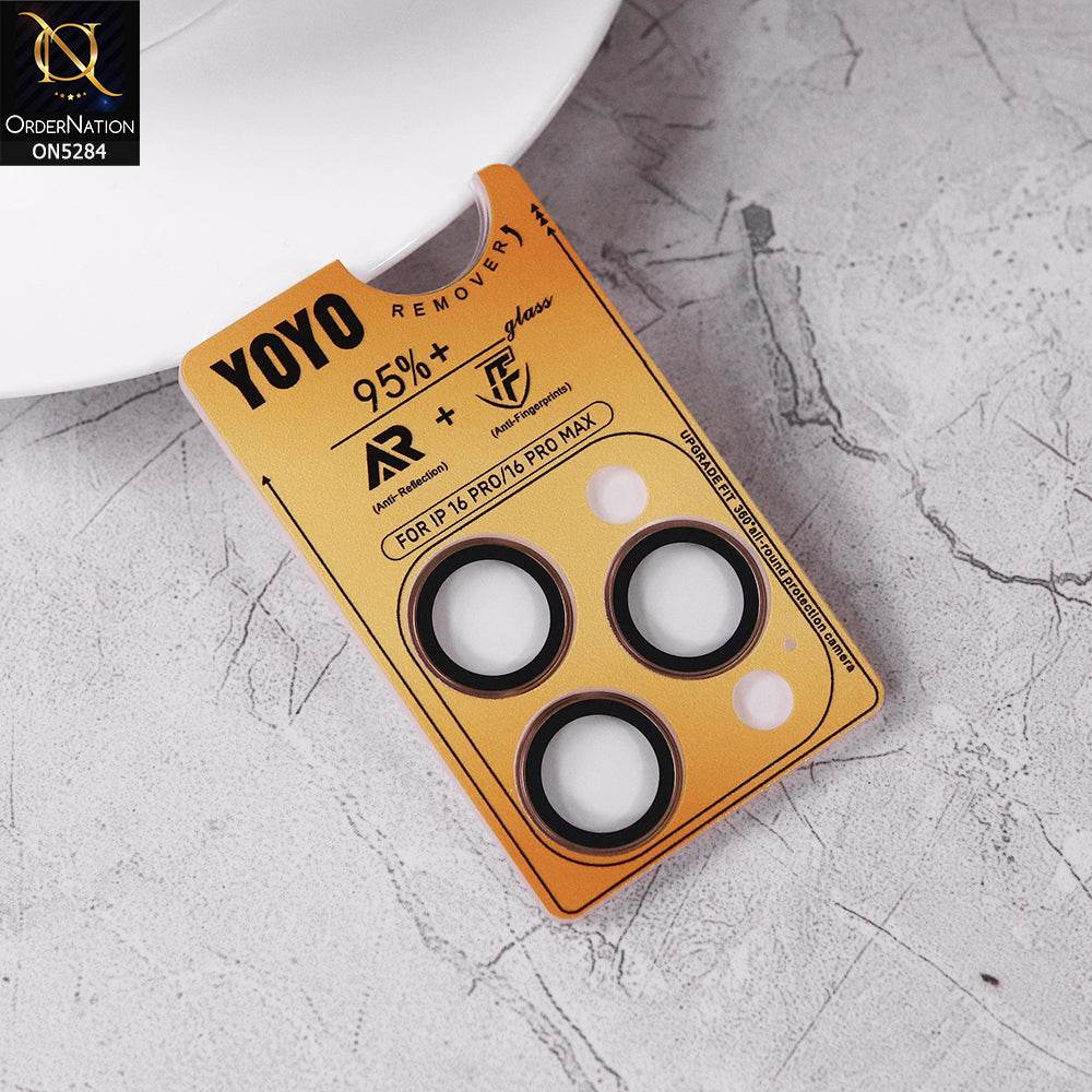 iPhone 16 Pro Max Camera Protector - Golden - YoYo New Eagle Eye Lens Proector 3D Multi Film - Futurestore.pk