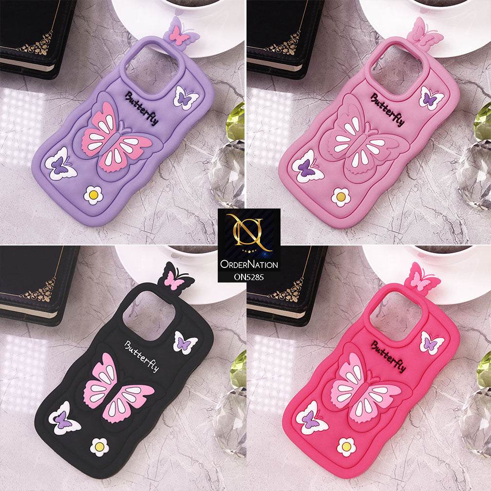 iPhone 13 Cover - Black - Cute 3D Butterfly Cartoon Soft Case - Futurestore.pk