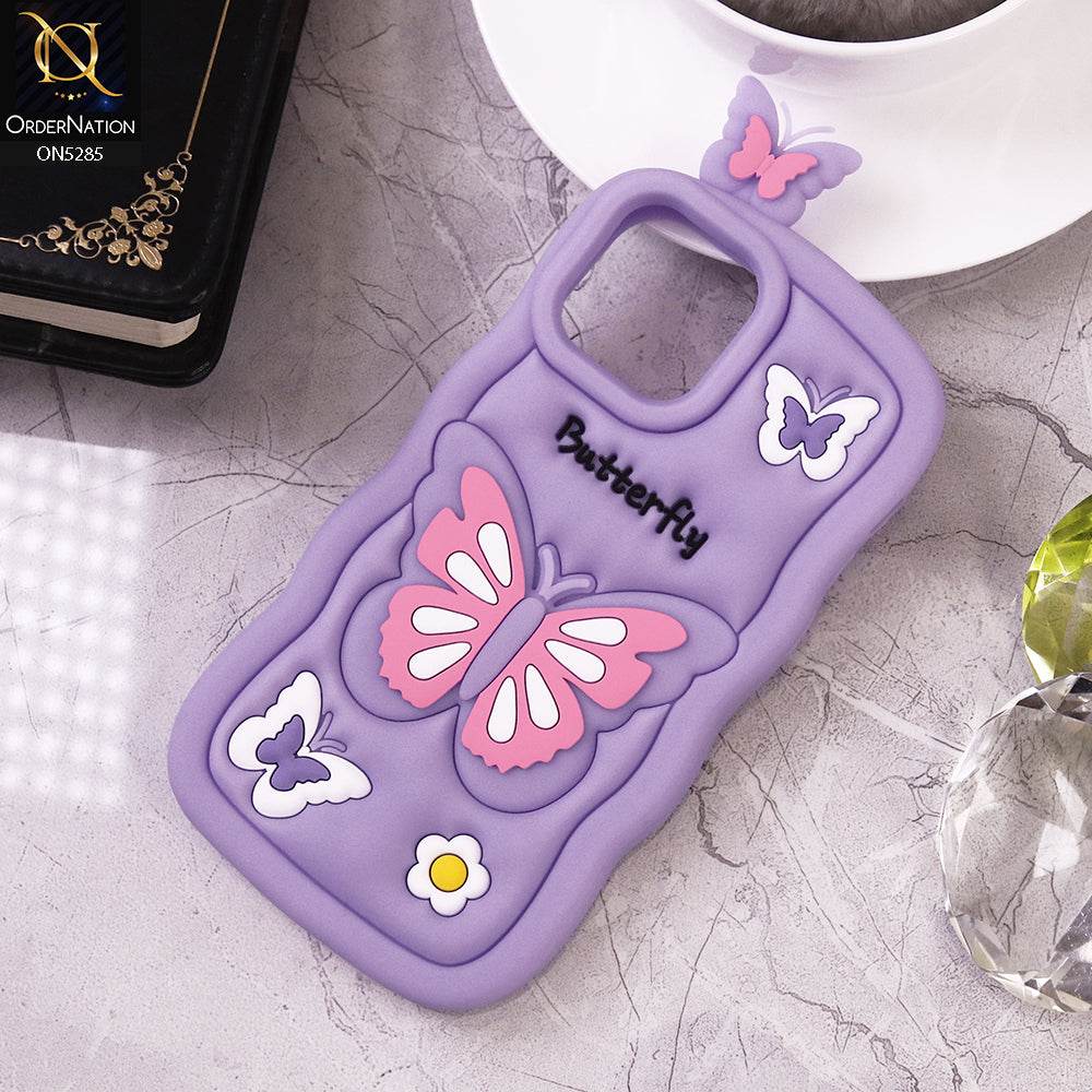 iPhone 11 Cover - Purple - Cute 3D Butterfly Cartoon Soft Case - Futurestore.pk