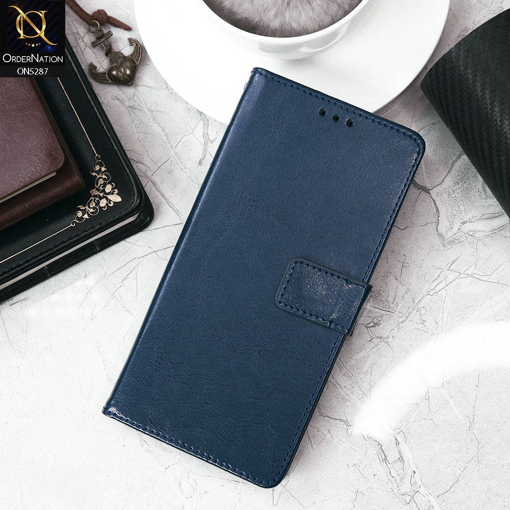 iPhone 13 Cover - Blue - Premium PU Leather Magnetic Flip Book Card Slots Wallet Soft Case - Futurestore.pk