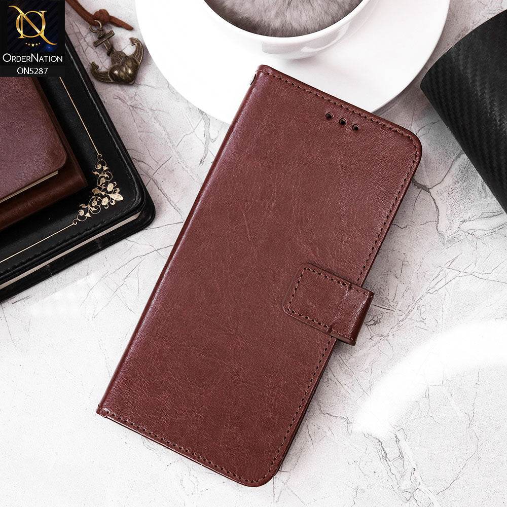 Infinix Zero 40 5G Cover - Brown - Premium PU Leather Magnetic Flip Book Card Slots Wallet Soft Case - Futurestore.pk