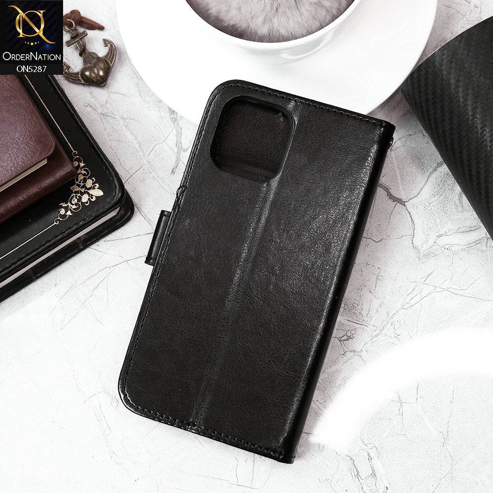 iPhone 11 Cover - Black - Premium PU Leather Magnetic Flip Book Card Slots Wallet Soft Case - Futurestore.pk