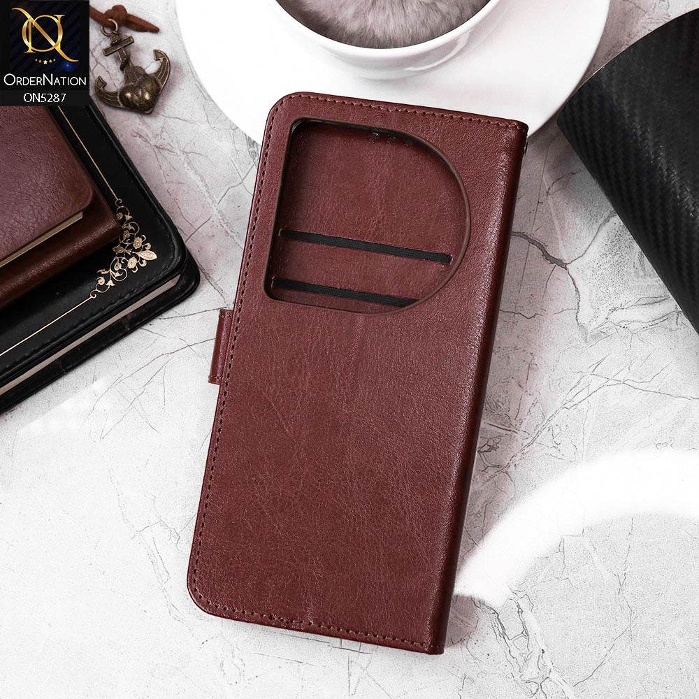 Infinix Zero 40 4G Cover - Brown - Premium PU Leather Magnetic Flip Book Card Slots Wallet Soft Case - Futurestore.pk