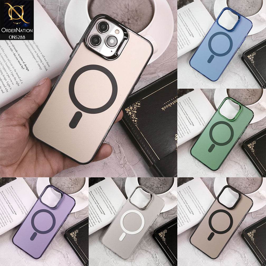 iPhone 11 Cover - Green - Luxury Alloy Back Plate Electroplating Camera Ring Magnetic Magsafe Soft Borders Matte Shiny Protective Case - Futurestore.pk
