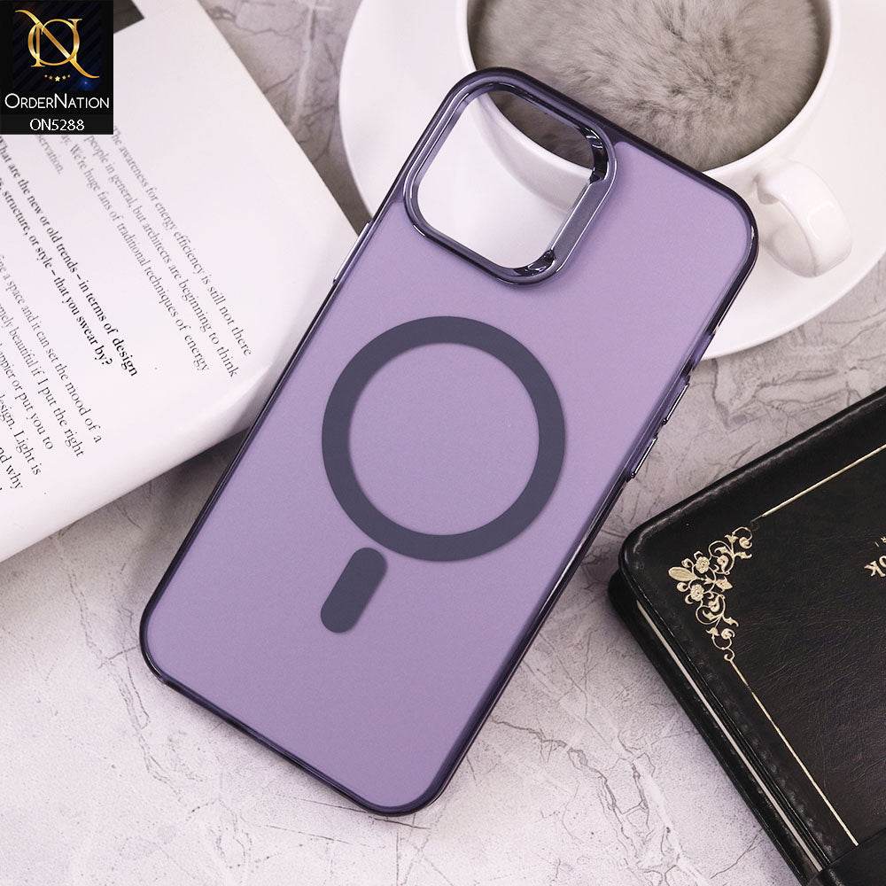 iPhone 11 Cover - Purple - Luxury Alloy Back Plate Electroplating Camera Ring Magnetic Magsafe Soft Borders Matte Shiny Protective Case - Futurestore.pk