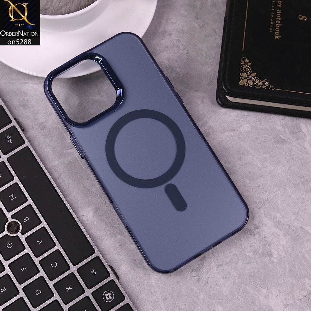 IPhone 16 Pro Max Cover - Blue - Luxury Alloy Back Plate Electroplating Camera Ring Magnetic Magsafe Soft Borders Matte Shiny Protective Case - Futurestore.pk