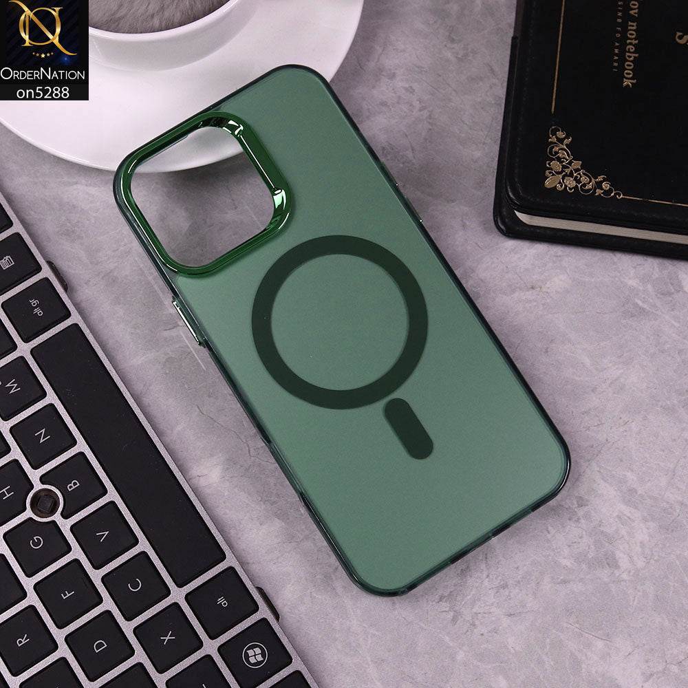 IPhone 16 Pro Max Cover - Green - Luxury Alloy Back Plate Electroplating Camera Ring Magnetic Magsafe Soft Borders Matte Shiny Protective Case - Futurestore.pk