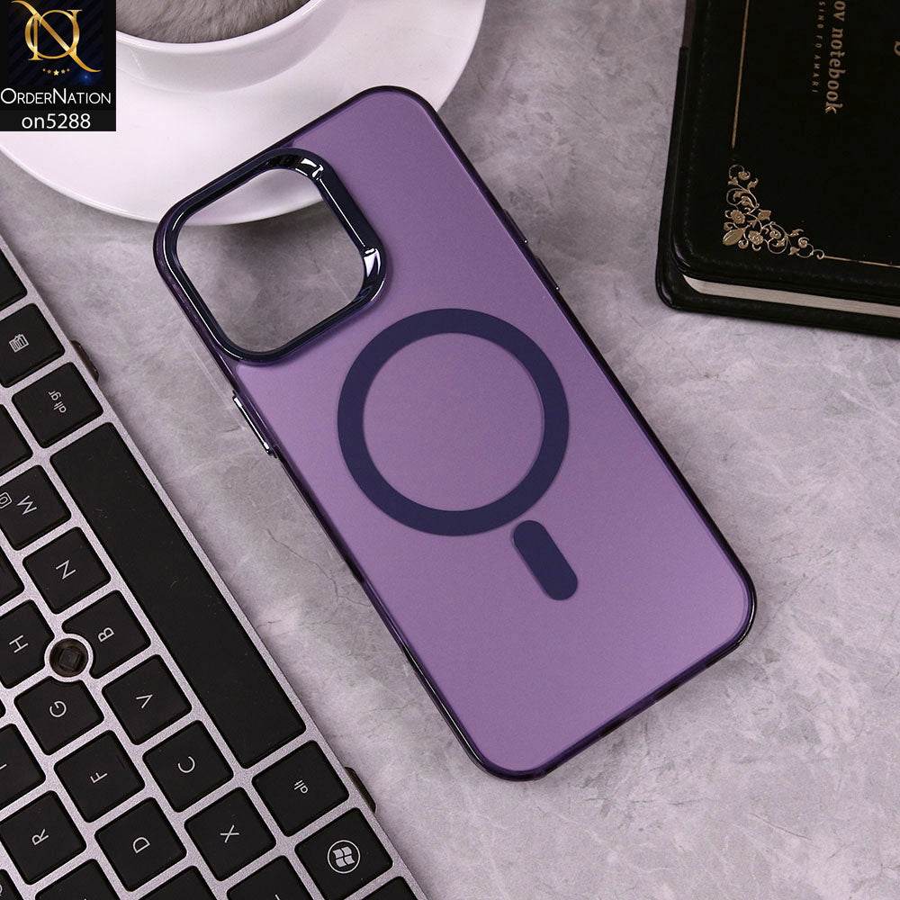 IPhone 16 Pro Max Cover - Purple - Luxury Alloy Back Plate Electroplating Camera Ring Magnetic Magsafe Soft Borders Matte Shiny Protective Case - Futurestore.pk
