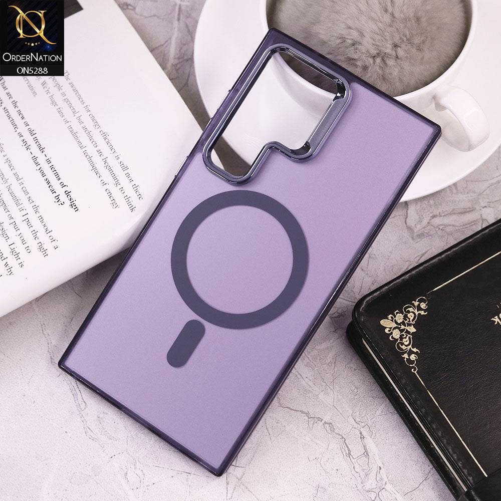 Samsung Galaxy S24 Ultra Cover - Purple - Luxury Alloy Back Plate Electroplating Camera Ring Magnetic Magsafe Soft Borders Matte Shiny Protective Case - Futurestore.pk
