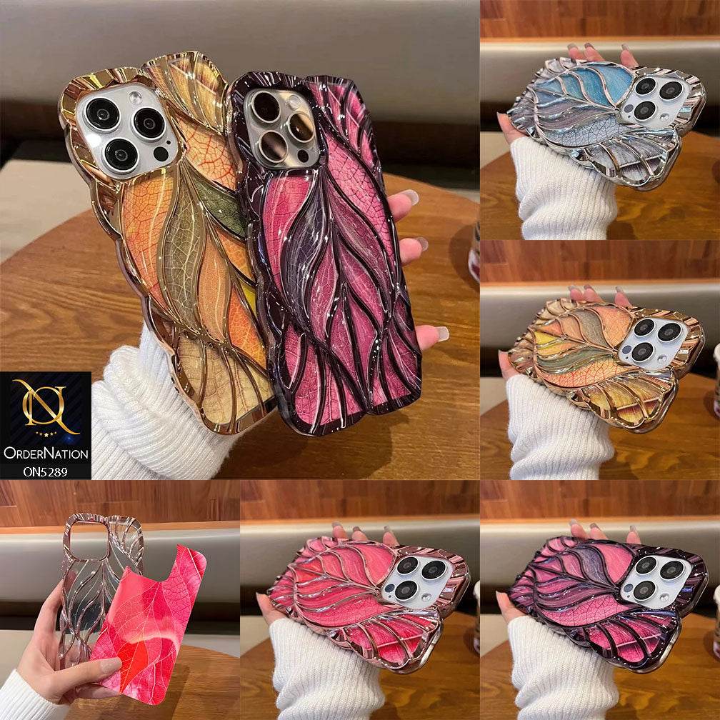 iPhone 11 Cover - Purple - Luxury 3D Colorful Maple Leaf Electroplatiang Wavy Soft Border Case - Futurestore.pk